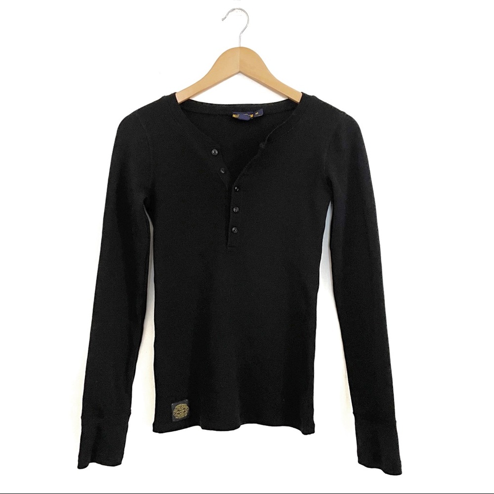 Ralph Lauren Rugby Wool Button Up Henley Lightweight Sweater Top Size XS-S